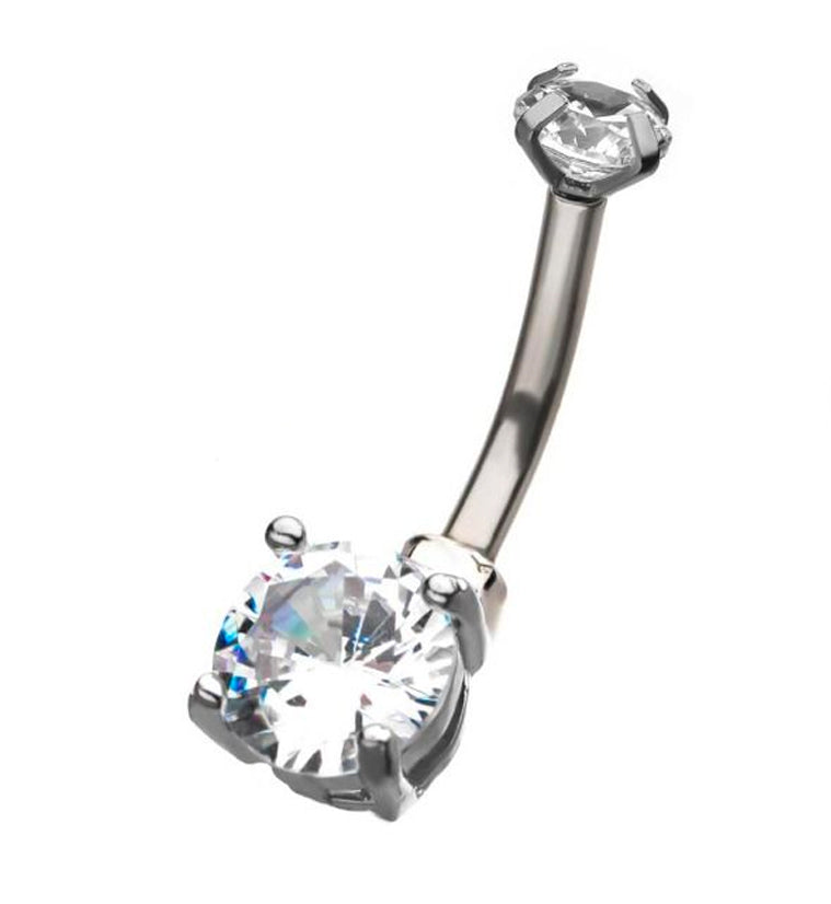 Clear CZ Internally Threaded Belly Ring