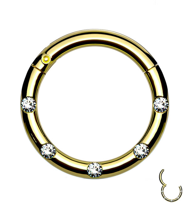 Gold PVD Dash Gem Hinged Segment Ring