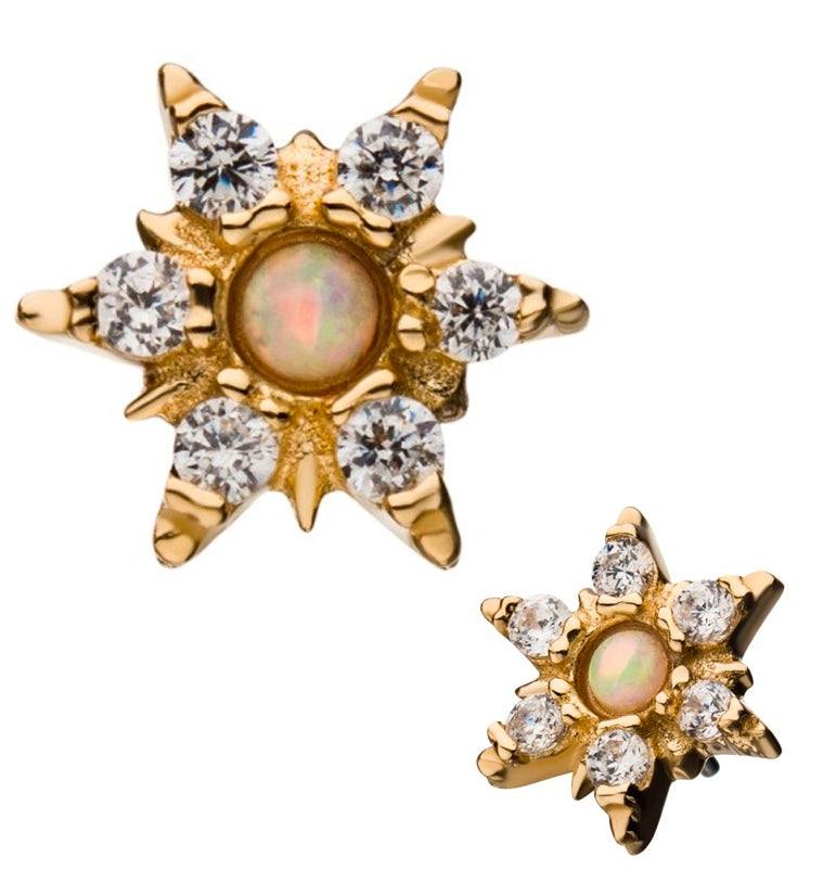 14kt Gold Star CZ & Opalite Threadless Top