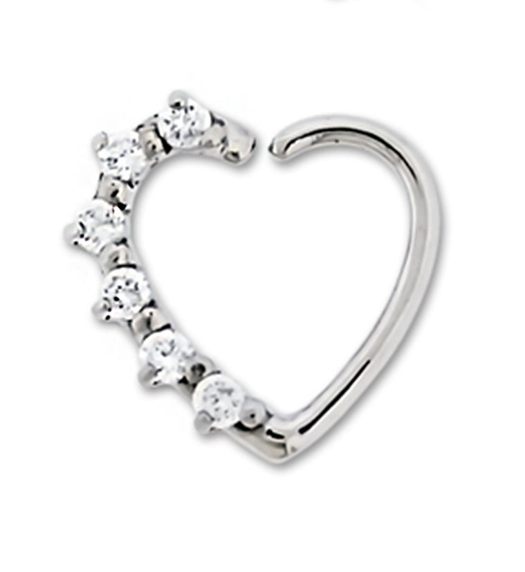 Right Side Heart CZ Prong Daith Ring