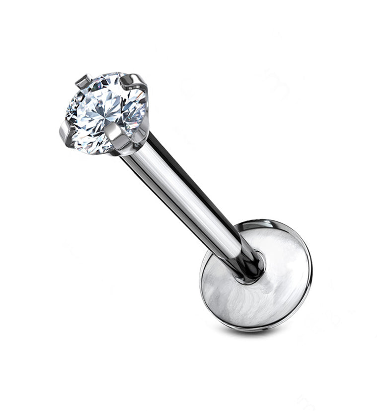 CZ Prong Titanium Internally Threaded Labret