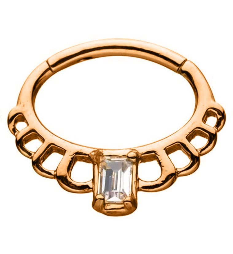 Rose Gold PVD Exsect CZ Hinged Segment Ring