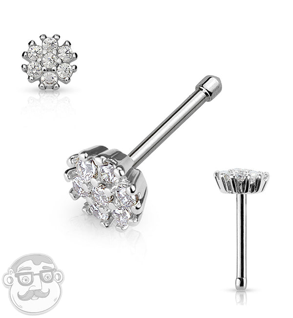 20G CZ Petal Stainless Steel Nose Stud Ring