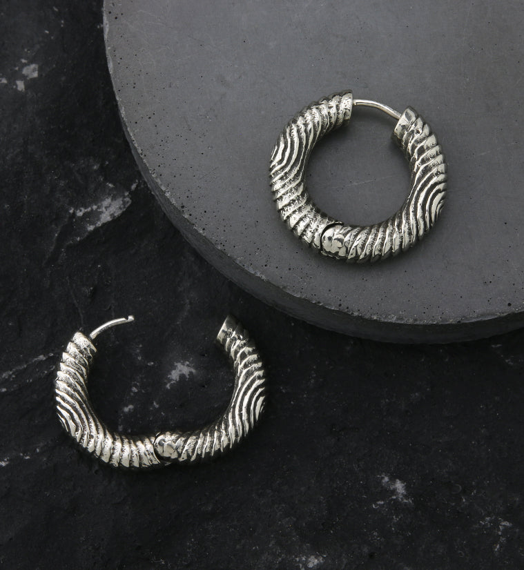 Dab White Brass Hinged Earrings