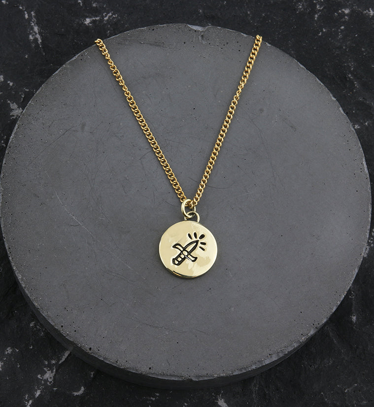 Dagger Brass Charm Necklace