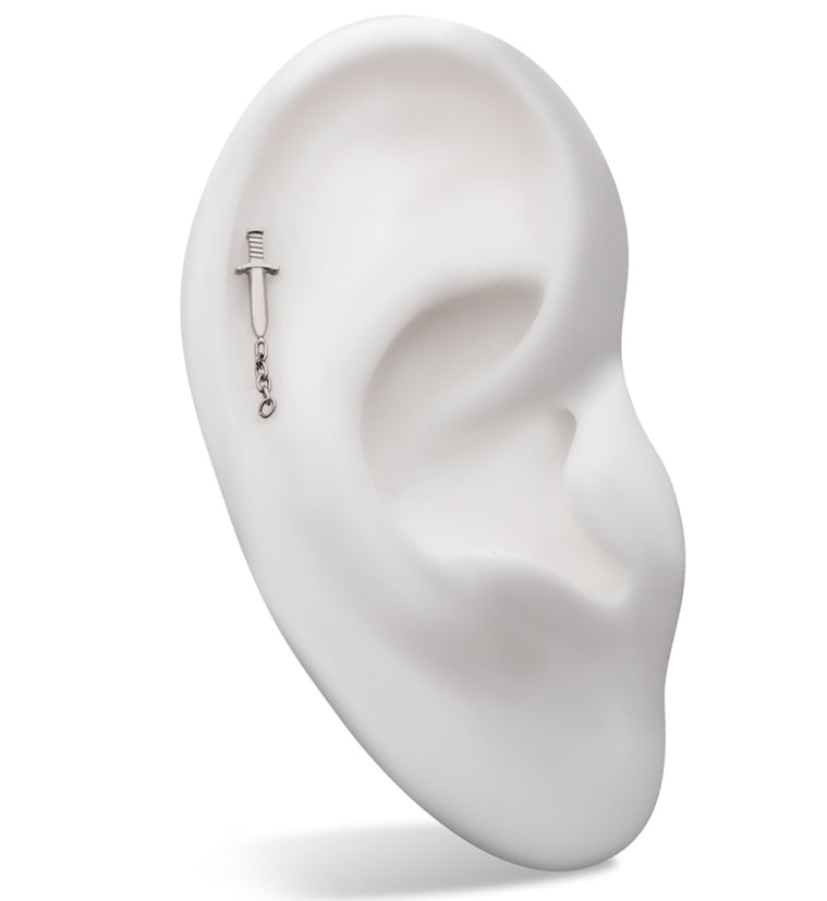 Dagger Dangle Chain Internally Threaded Titanium Top