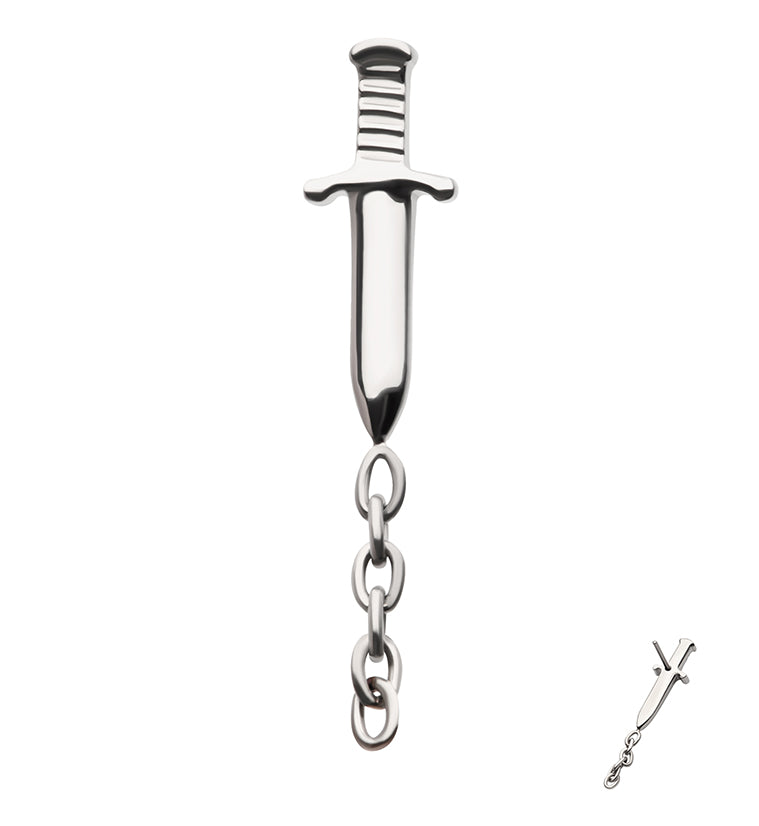 Dagger Dangle Chain Threadless Titanium Top