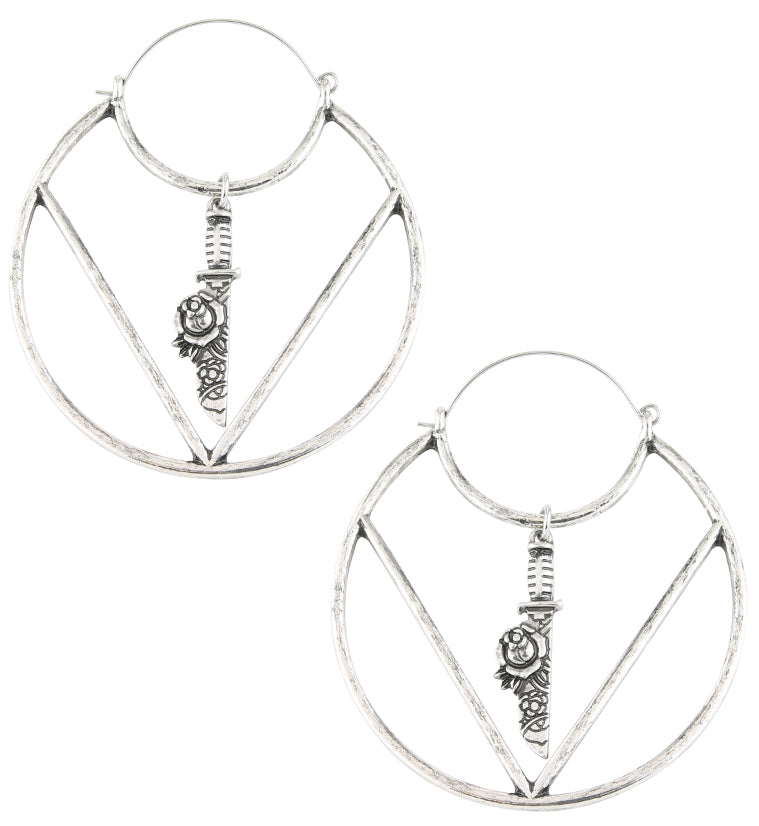 Dagger Rose Stainless Steel Plug Hoops