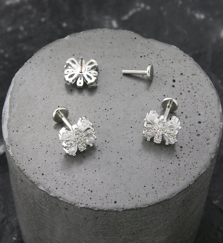 Daisy CZ Stainless Steel Threadless Labret