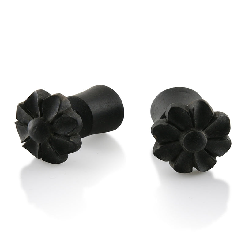 Carved Daisy Wooden Fake Gauge Plugs