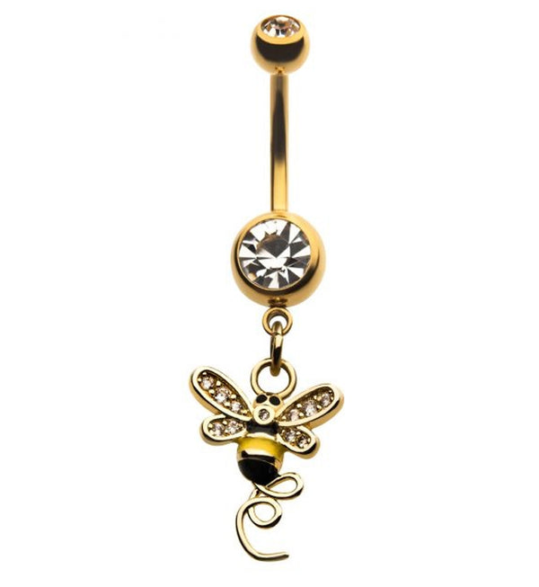 Gold PVD Dangle Bumblebee Belly Ring