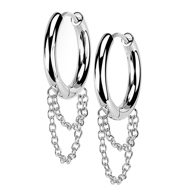 Dangle Chain Stainless Steel Hinged Earrings