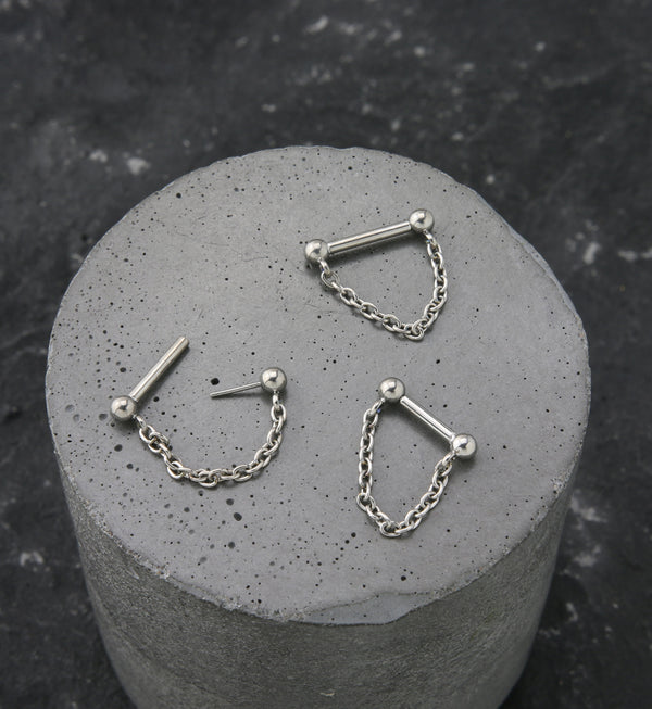 Dangle Chain Threadless Titanium Barbells