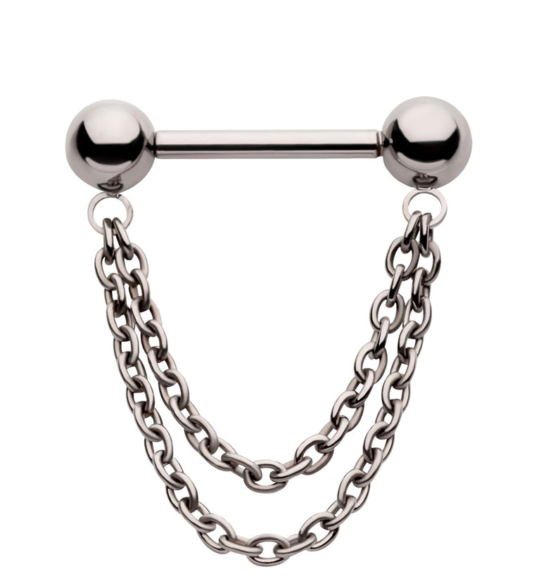 Dangle Chain Threadless Titanium Nipple Bars