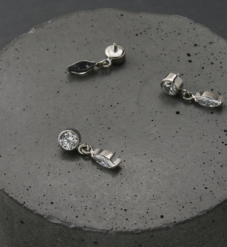 Dangle Marquise CZ Internally Threaded Titanium Top