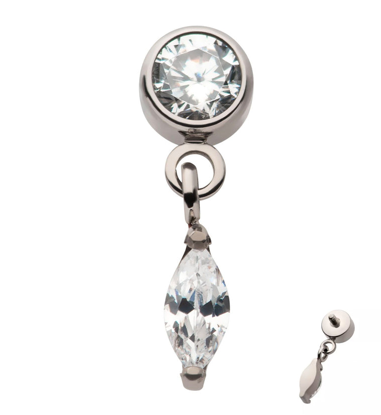 Dangle Marquise CZ Internally Threaded Titanium Top