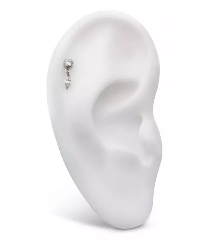 Dangle Marquise CZ Threadless Titanium Top
