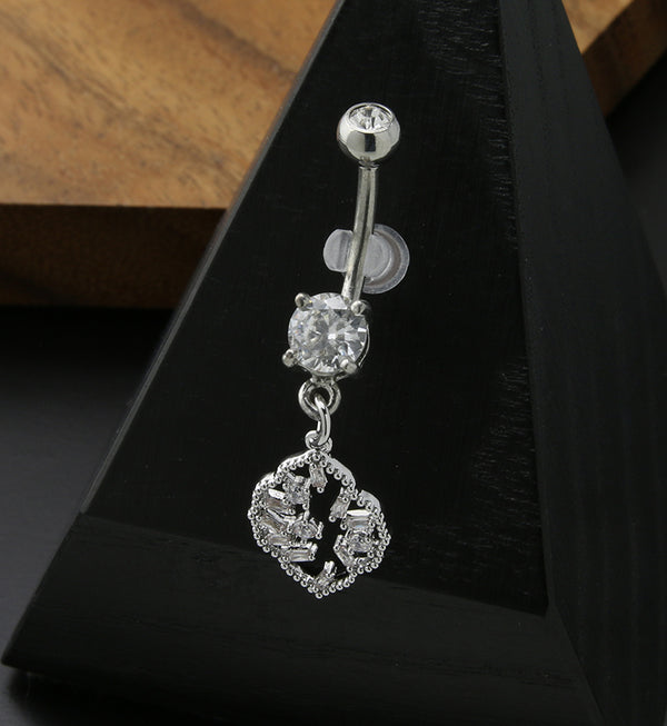 Dangle Pendant Clear CZ Stainless Steel Belly Button Ring