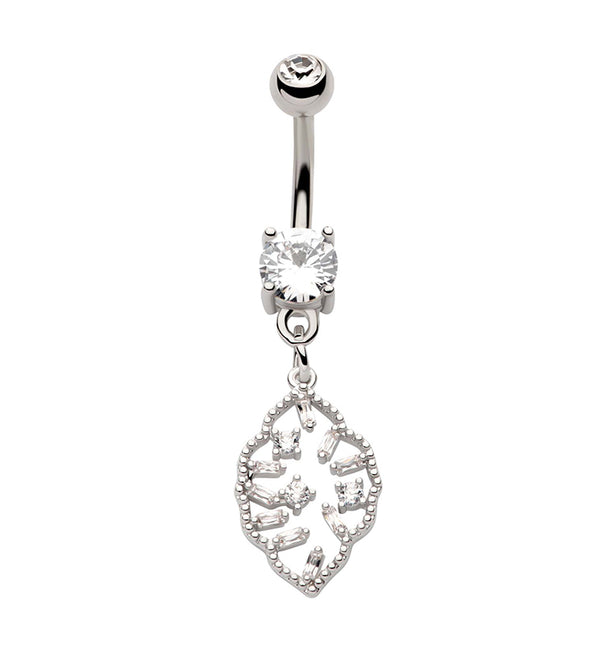 Dangle Pendant Clear CZ Stainless Steel Belly Button Ring