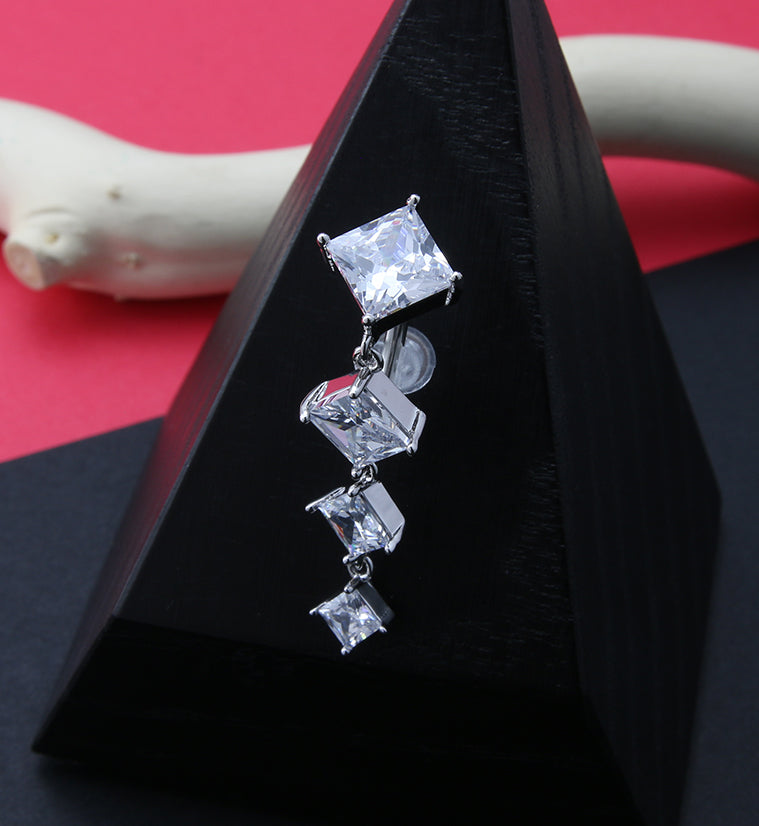 Dangling Diamond CZ Top Down Belly Button Ring