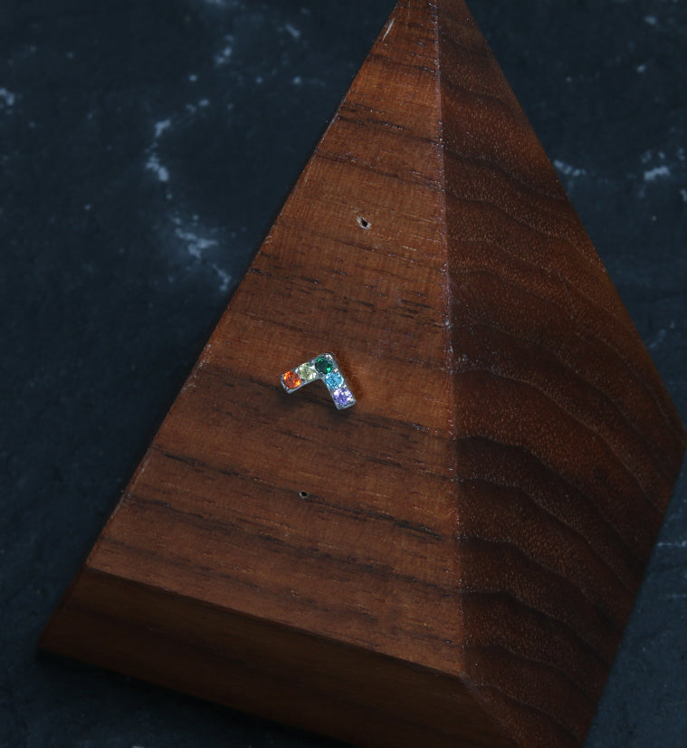 Dart Rainbow CZ Threadless Titanium Top