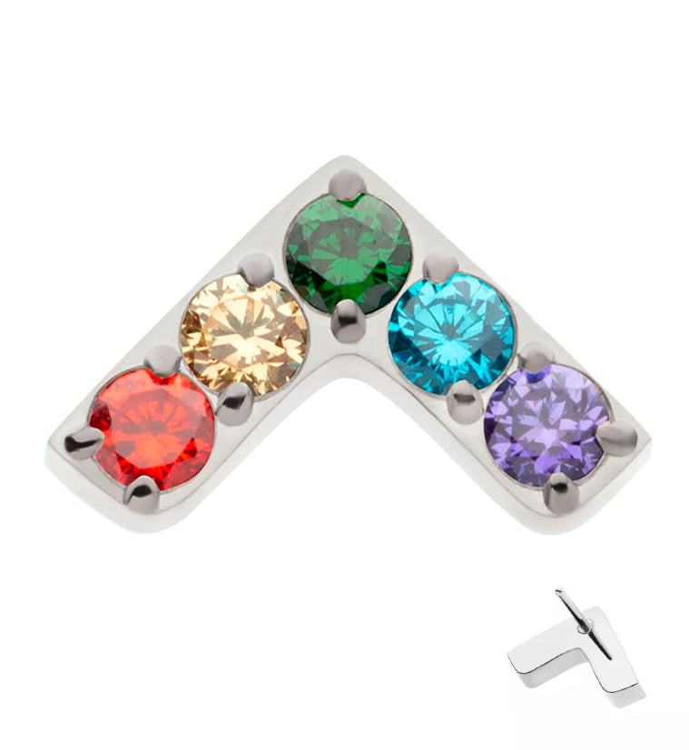 Dart Rainbow CZ Threadless Titanium Top