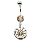 Day And Night Aura CZ Belly Button Ring