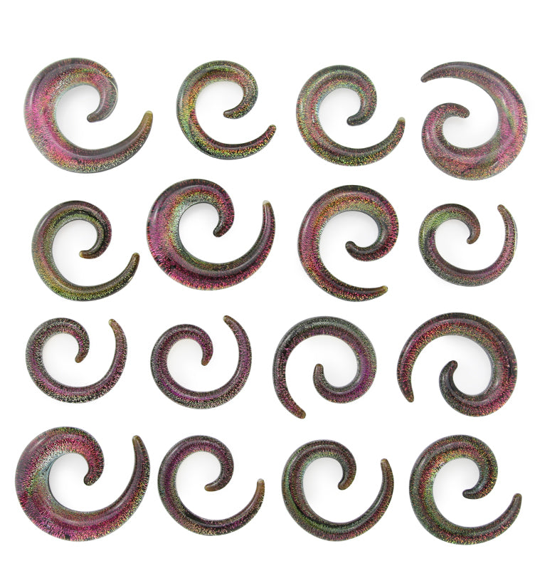 Daybreak Dichroic Glass Spirals