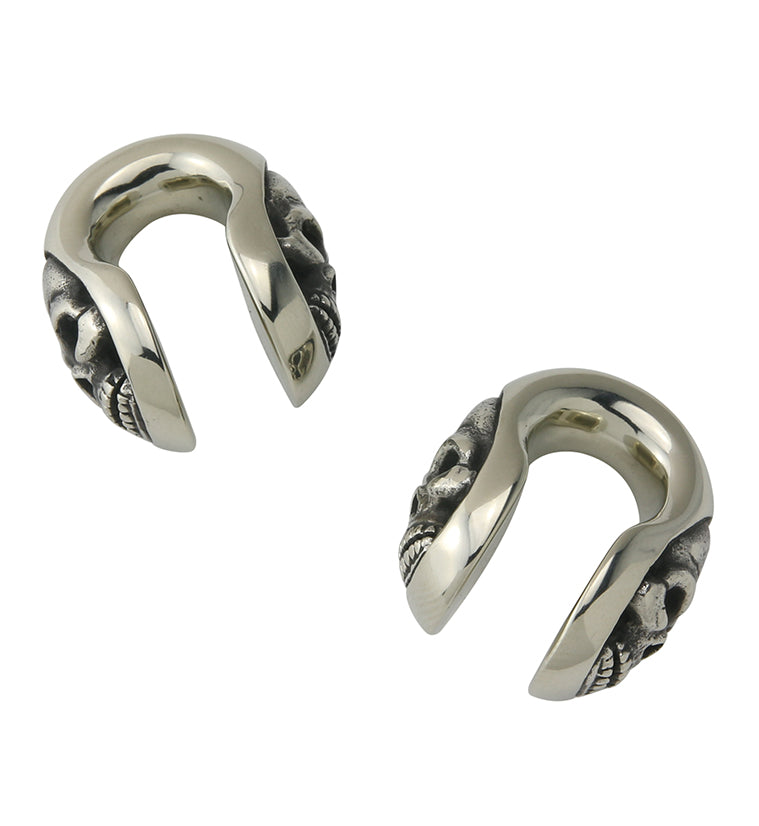 Death Keyhole White Brass Ear Weights