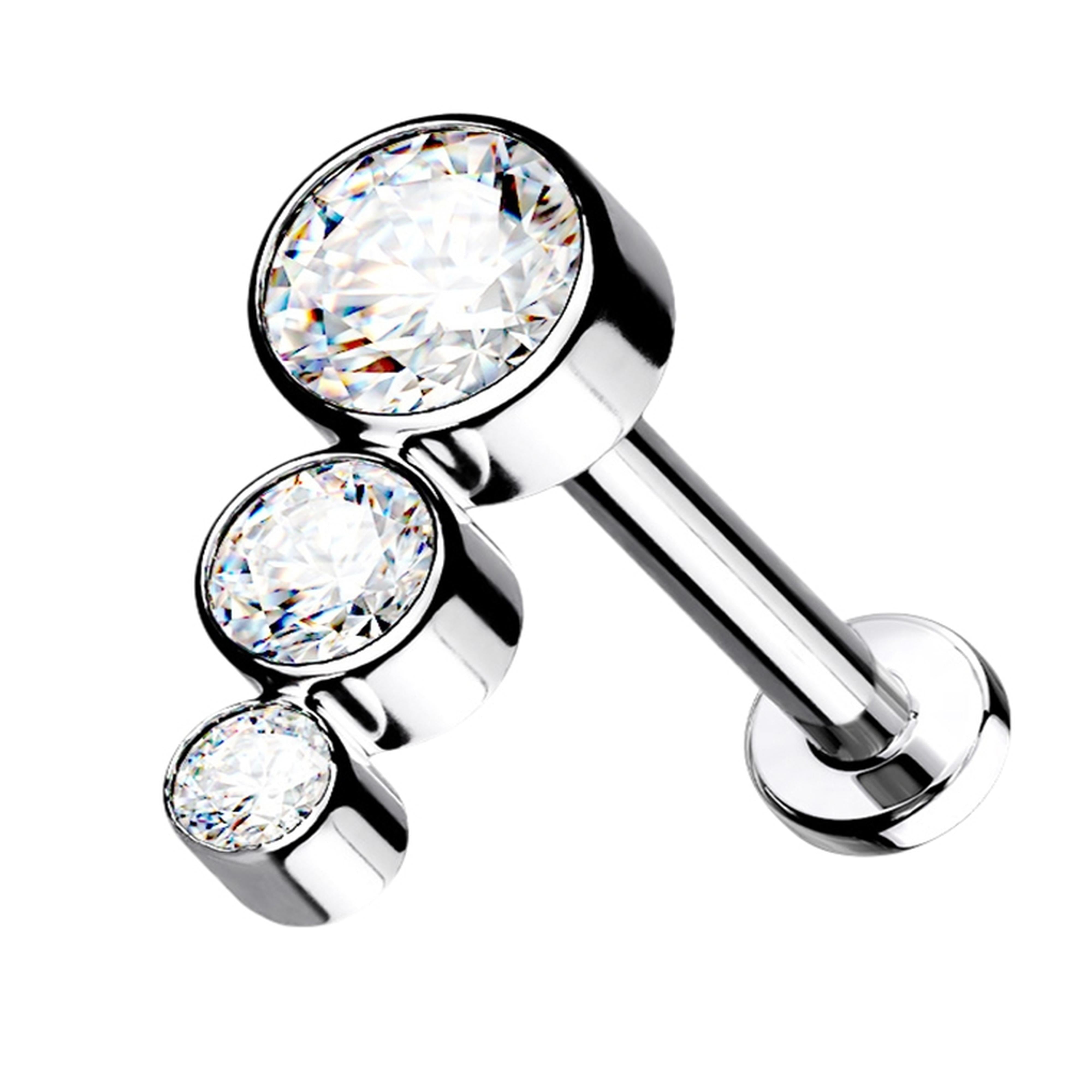 16G Decline Cluster Clear CZ Titanium Labret