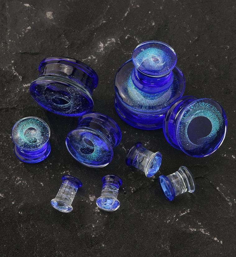 Deep Blue Interstellar Glass Double Flare Plugs