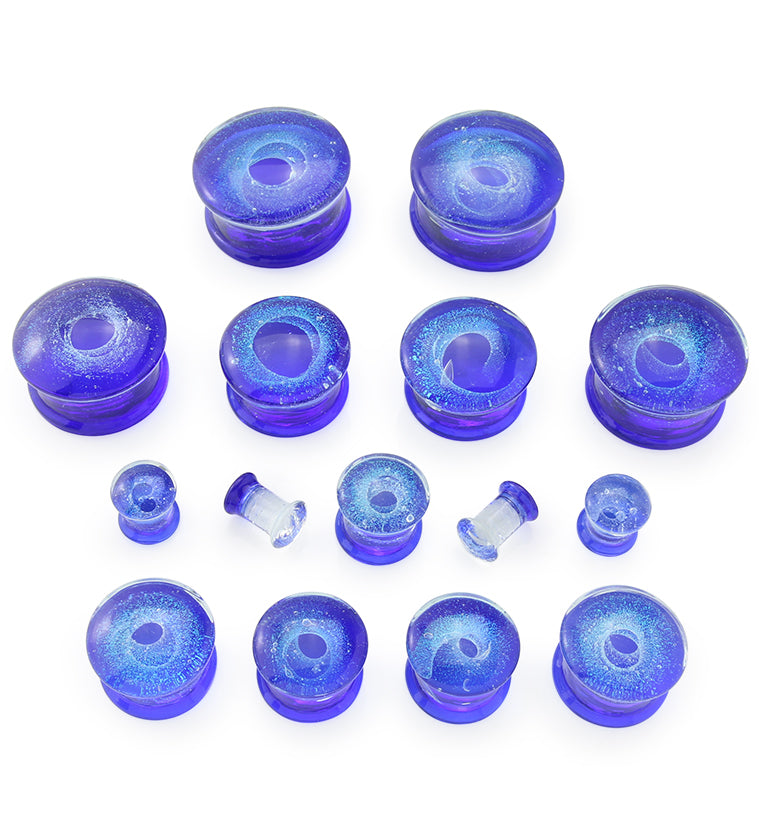 Deep Blue Interstellar Glass Double Flare Plugs
