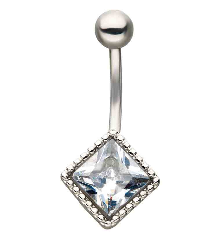 Central CZ Gem Belly Ring
