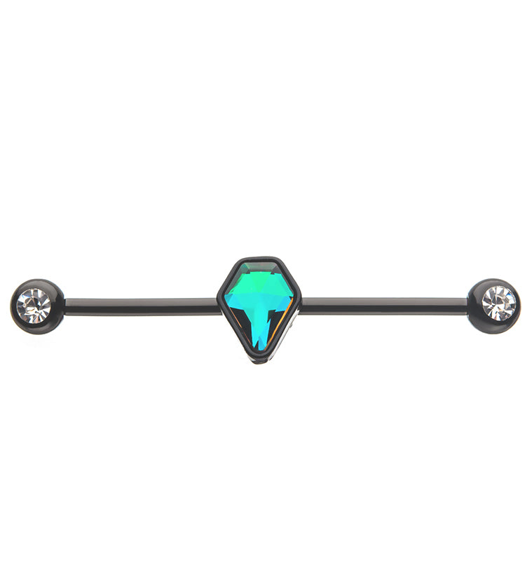Faceted Rainbow Diamond Industrial Barbell