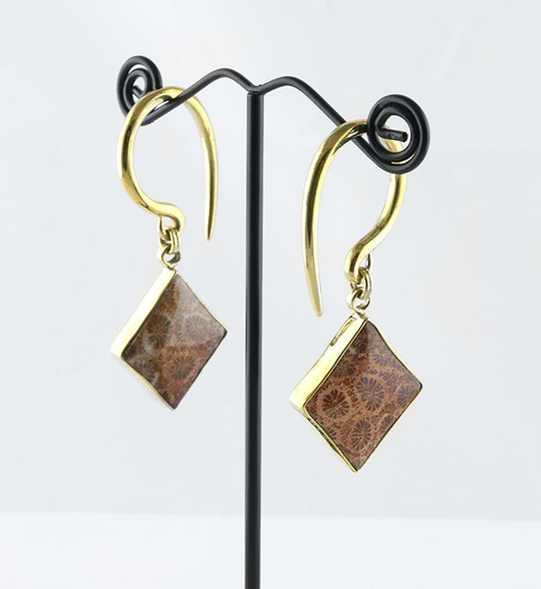 Diamond Fossilized Coral Brass Hangers