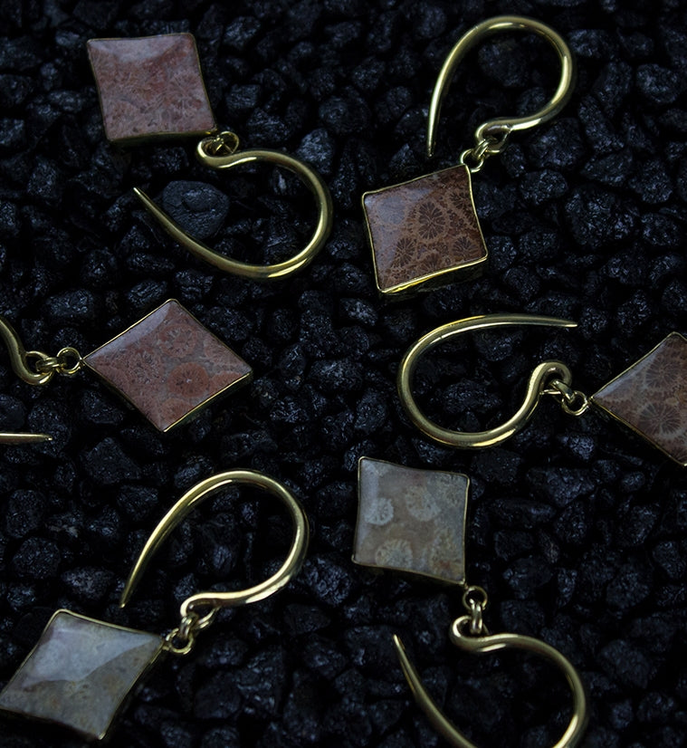 Diamond Fossilized Coral Brass Hangers