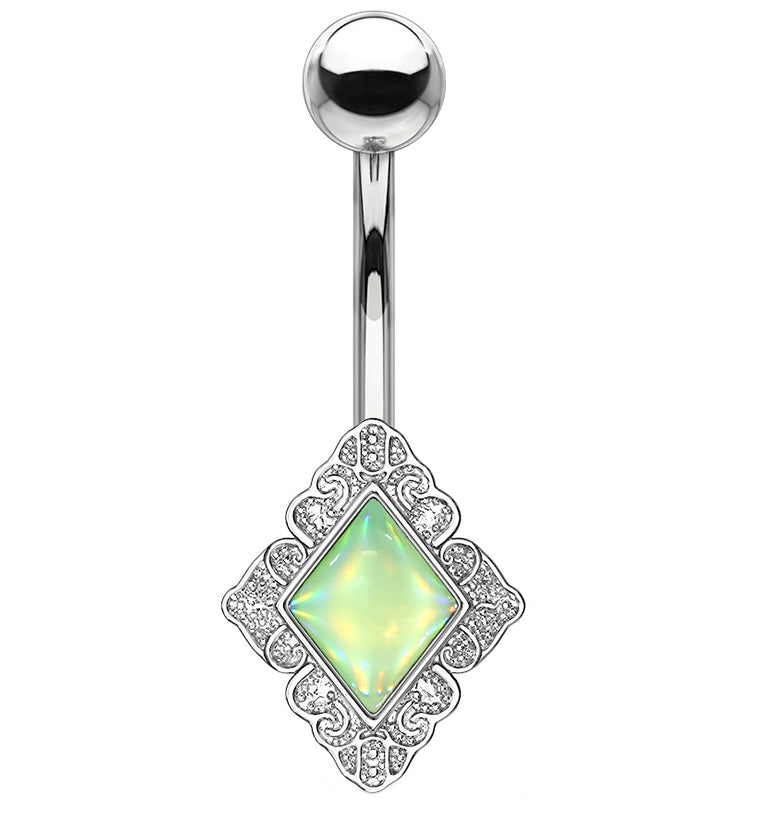 Green Escent Diamond Belly Button Ring