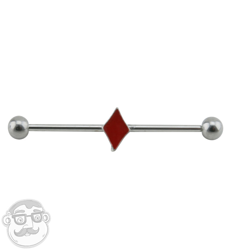 14G Red Diamond Industrial Barbell