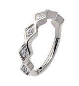 Diamond Shaped Clear CZ Hinged Segment Ring