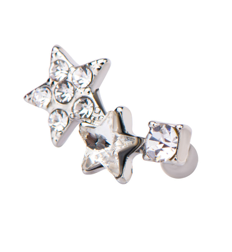 18G CZ Triple Star Cartilage Barbell