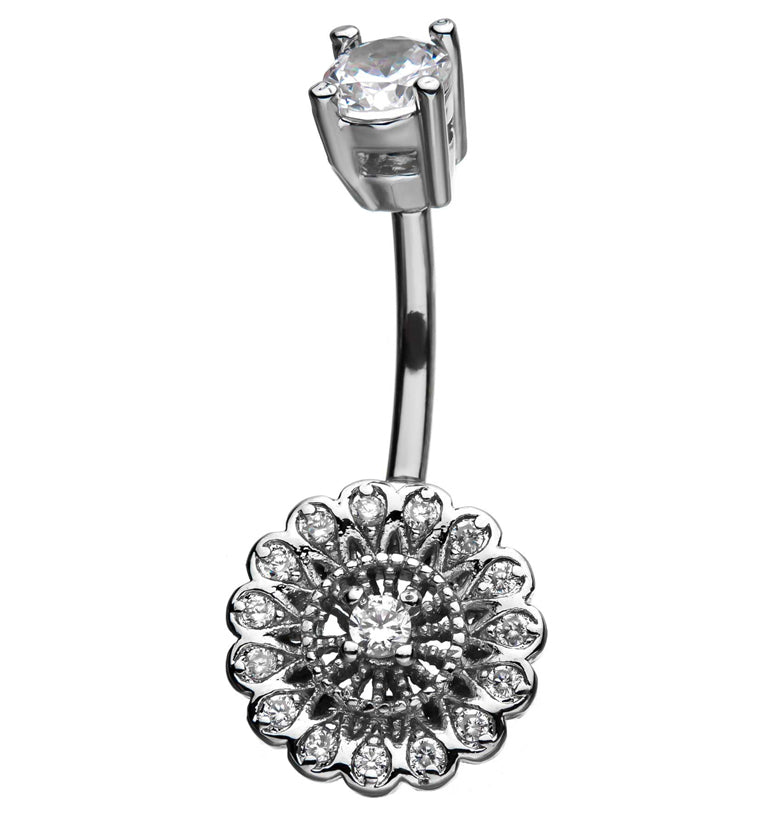 Gem Floweret CZ Belly Button Ring