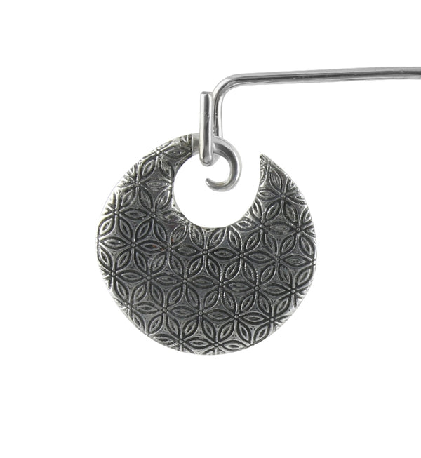 Flower of Life Disc White Brass Ear Weights