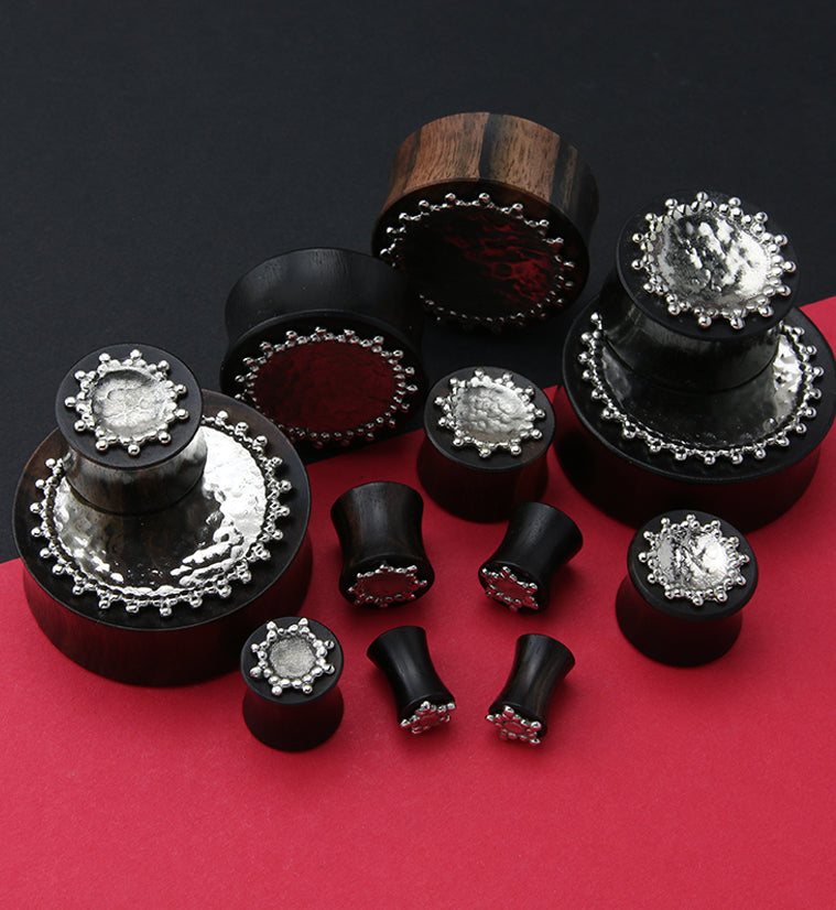 Doily White Brass Inlay Areng Wood Plugs