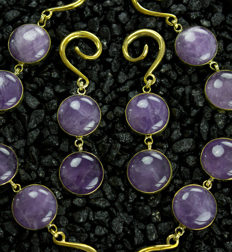 Double Amethyst Stone Hanging Ear Weights
