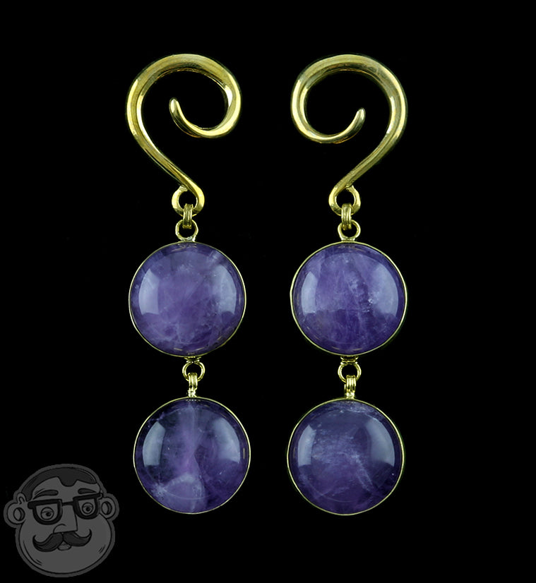 Double Amethyst Stone Hanging Ear Weights