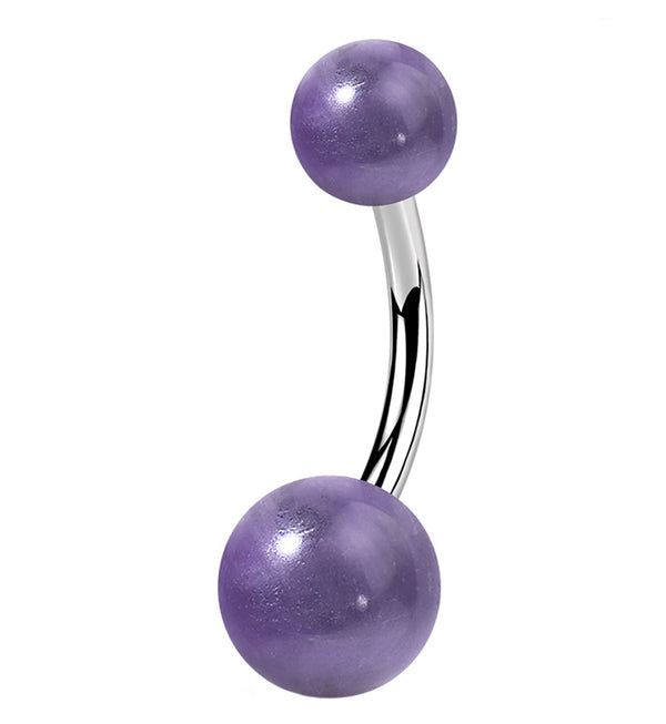 Double Amethyst Stone Belly Ring