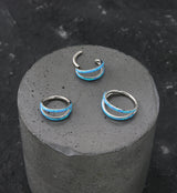 Double Bar Blue Opalite Titanium Hinged Segment Ring