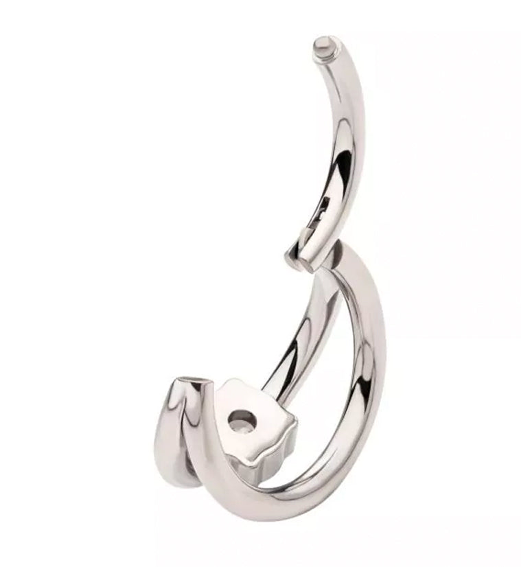Double Bar Clear CZ Titanium Hinged Segment Ring