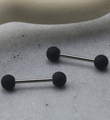 Double Black Silicone Ball Stainless Steel Barbell