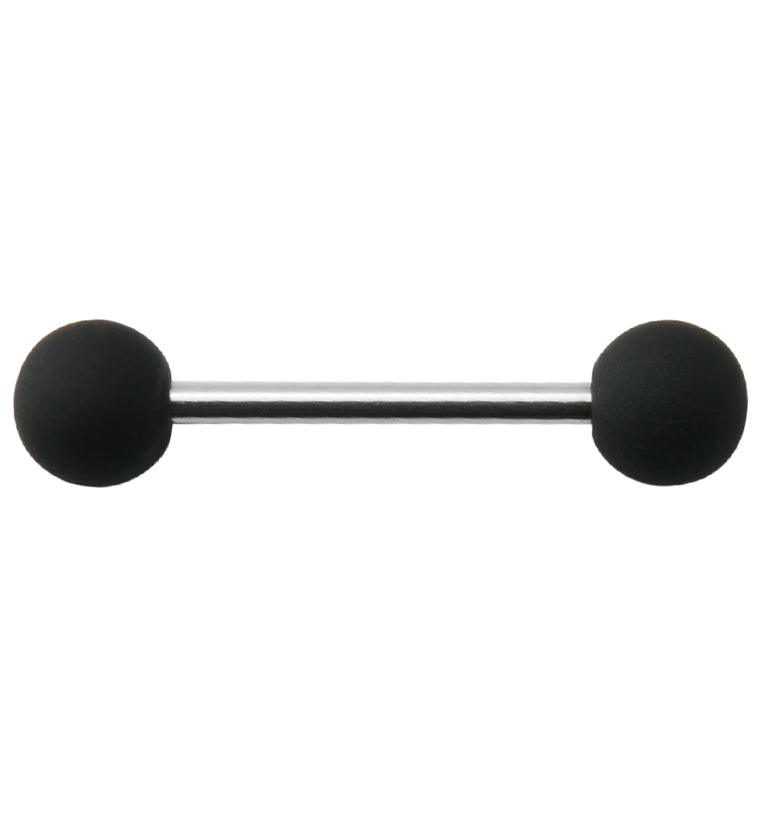 Double Black Silicone Ball Stainless Steel Barbell